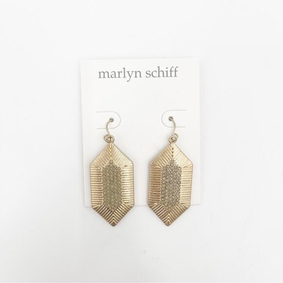 Marlyn Schiff Jewelry - MARLYN SCHIFF Earrings Gold Metal Textured with Rhinestones Jewelry Boho NWT
